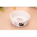 Haonai pet stoneware cat feeder cat dish cat bowl with decal